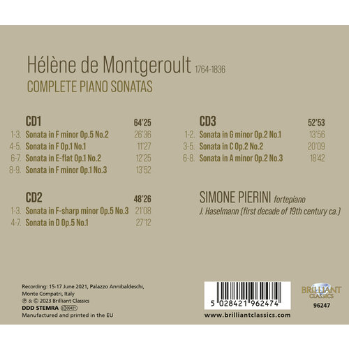 Brilliant Classics DE MONTGEROULT: COMPLETE PIANO SONATAS (3CD)