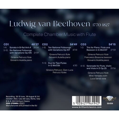 Brilliant Classics BEETHOVEN: COMPLETE CHAMBER MUSIC WITH FLUTE (3CD)