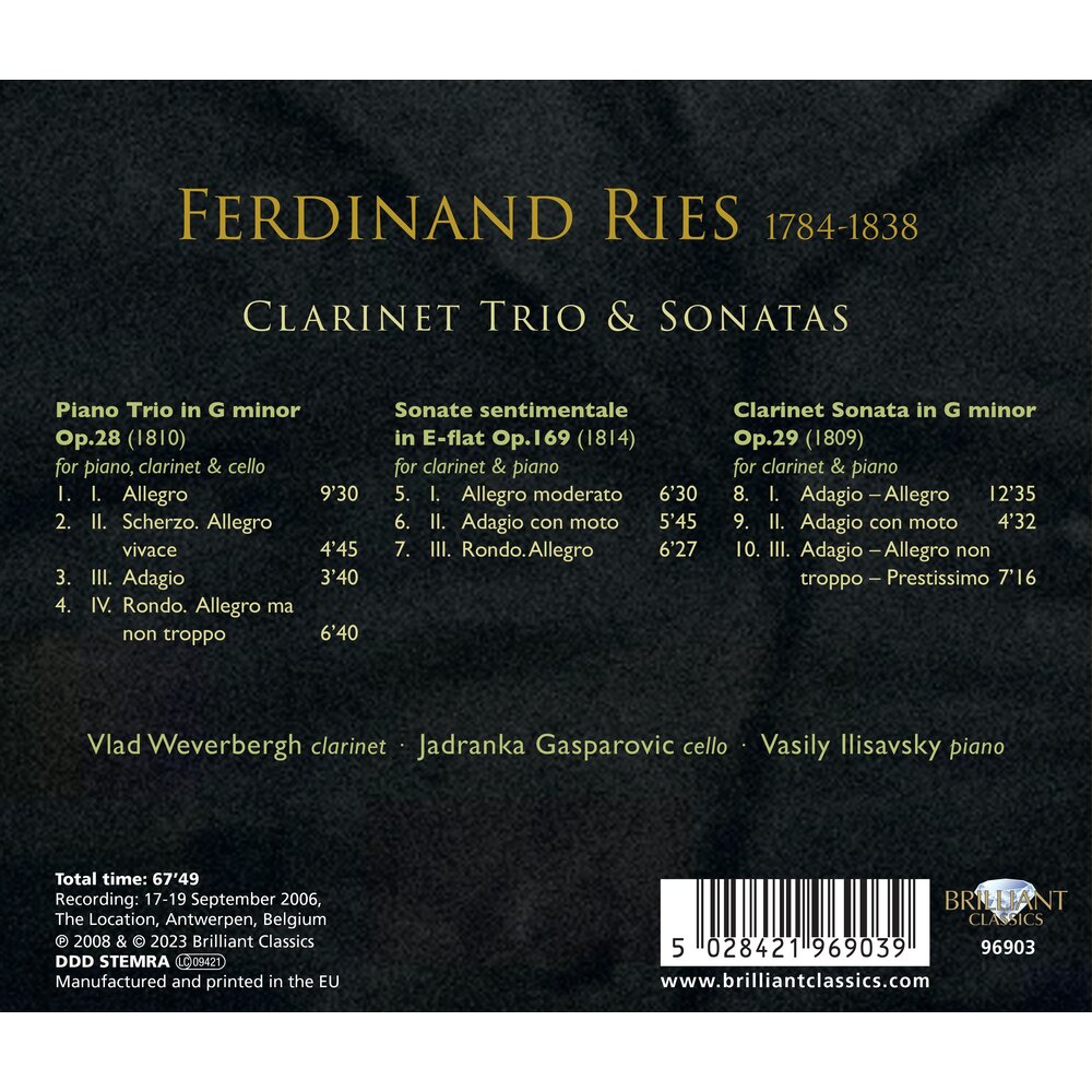 Brilliant Classics RIES: CLARINET TRIO & SONATAS