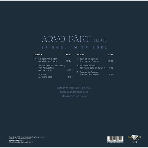 Brilliant Classics ARVO PÄRT: SPIEGEL IM SPIEGEL (1-LP)