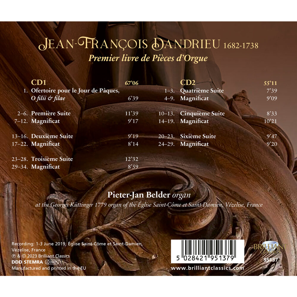 Brilliant Classics DANDRIEU: PREMIER LIVRE DE PIECES D'ORGUE (2CD)