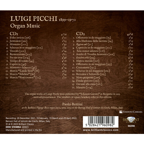 Brilliant Classics PICCHI: ORGAN MUSIC (2CD)