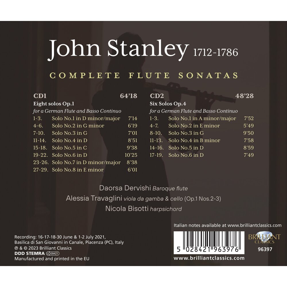 Brilliant Classics STANLEY: COMPLETE FLUTE SONATAS (2CD)