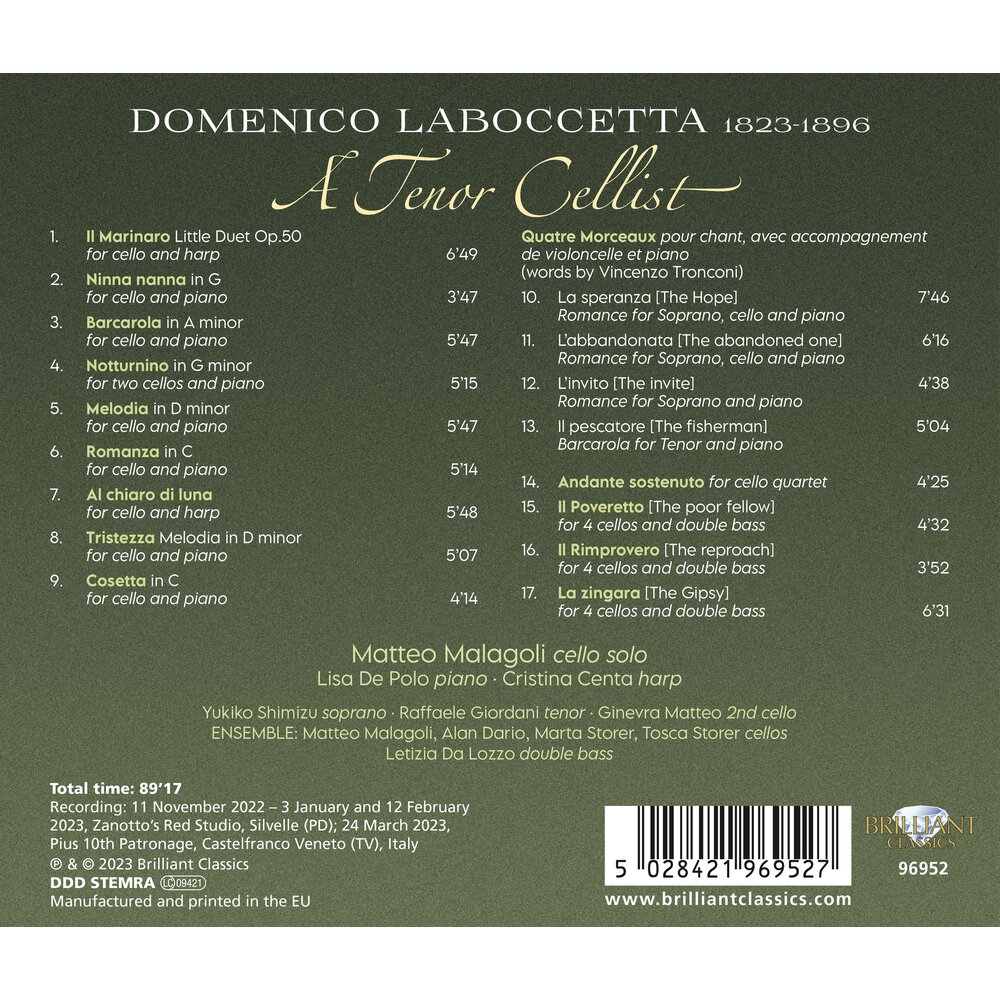 Brilliant Classics LABOCCETTA: A TENOR CELLIST