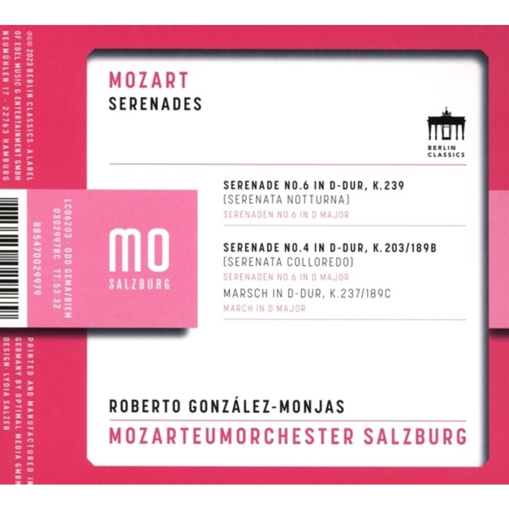 Berlin Classics MOZART: SERENADES