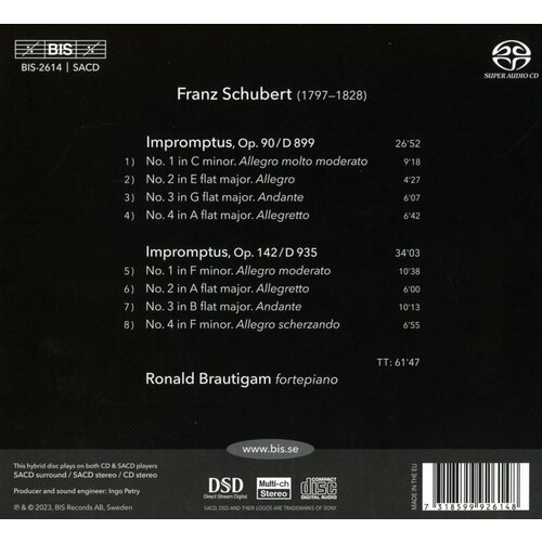 BIS SCHUBERT: IMPROMPTUS D 899 & 935