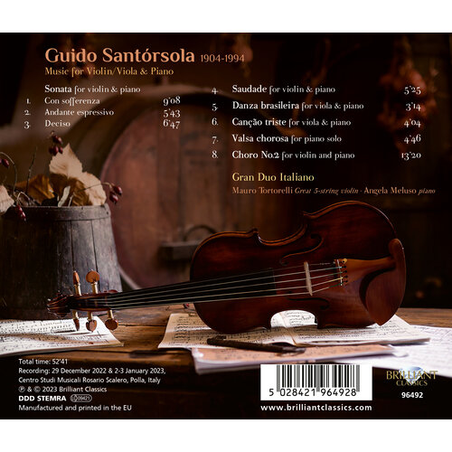 Brilliant Classics SANTORSOLA: MUSIC FOR VIOLIN/VIOLA & PIANO
