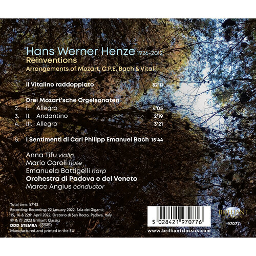 Brilliant Classics HENZE: REINVENTIONS ARRANGEMENTS OF MOZART, C.P.E.