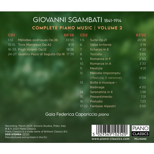 Piano Classics SGAMBATI: COMPLETE PIANO MUSIC, VOLUME 2