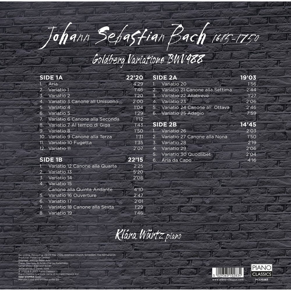 Piano Classics J.S. BACH: GOLDBERG VARIATIONS (LP)