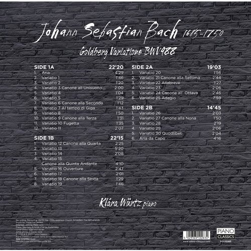 Piano Classics J.S. BACH: GOLDBERG VARIATIONS (LP)