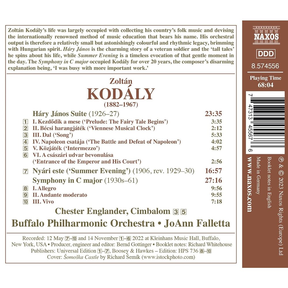 Naxos KODALY: HARY JANOS SUITE, SUMMER EVENING, SYMPHONY IN C GROOT
