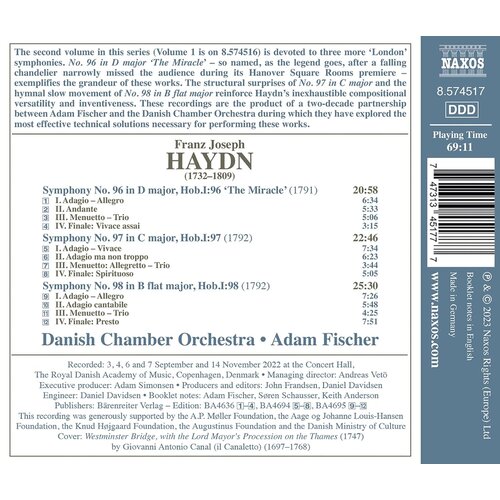 Naxos HAYDN: LATE SYMPHONIES, VOL. 2 - NOS. 96 'THE MIRACLE'