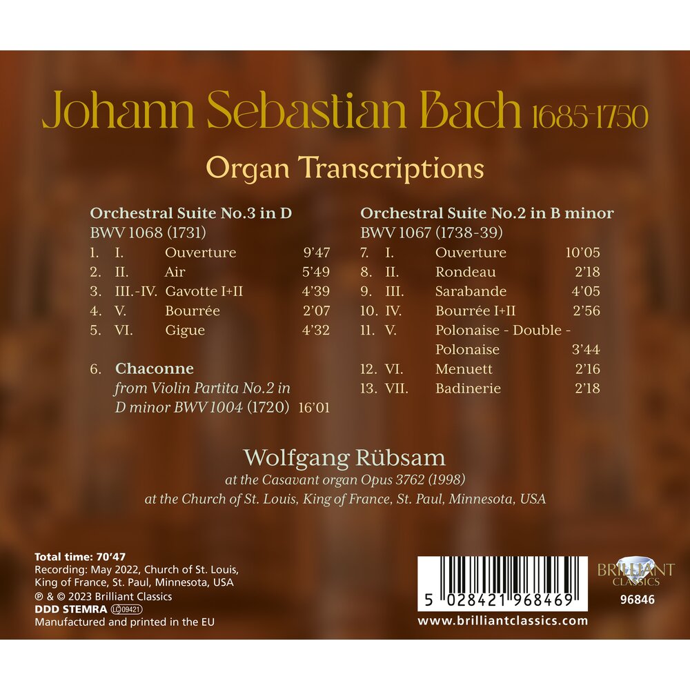 Brilliant Classics J.S. BACH: ORGAN TRANSCRIPTIONS. ORCHESTRAL SUITES