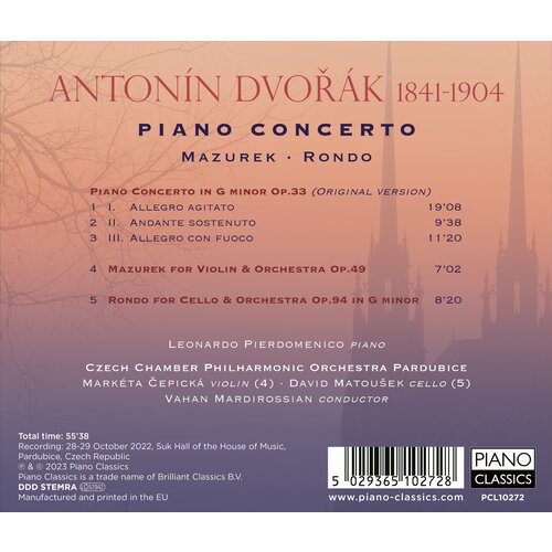 Piano Classics DVORAK: PIANO CONCERTO, MAZUREK, RONDO
