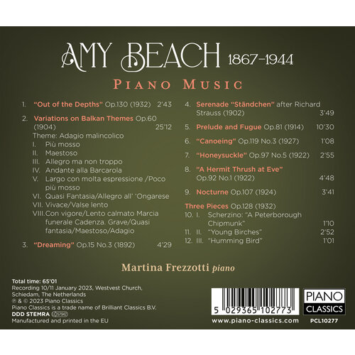 Piano Classics AMY BEACH: PIANO MUSIC