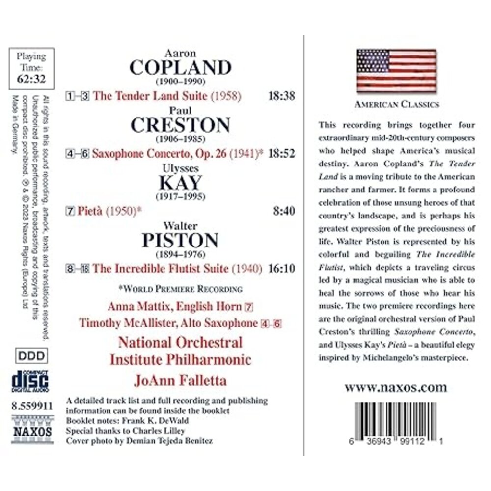 Naxos COPLAND: THE TENDER LAND SUITE - CRESTON: SAXOPHONE CONCERT