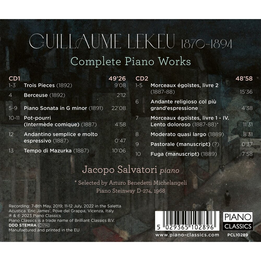 Piano Classics LEKEU: COMPLETE PIANO WORKS (2CD)