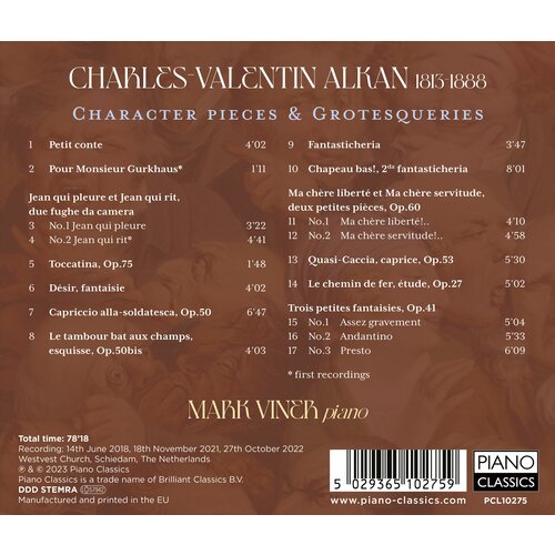 Piano Classics ALKAN: CHARACTER PIECES & GROTESQUERIES