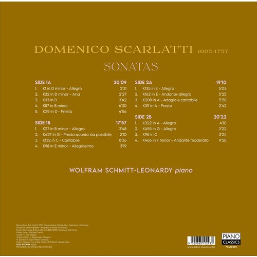 Piano Classics SCARLATTI: SONATAS (2LP)