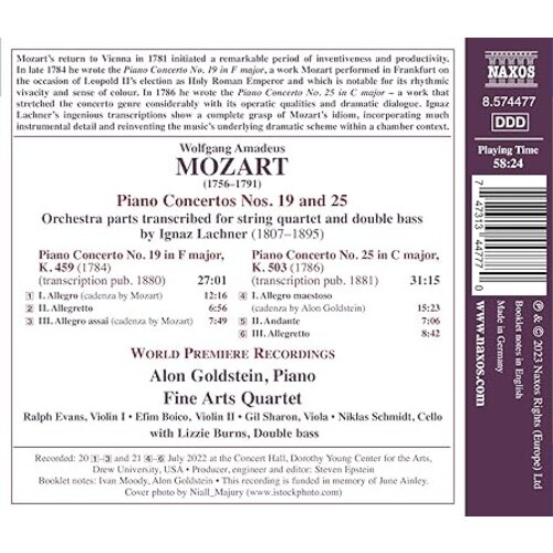 Naxos MOZART: PIANO CONCERTOS NOS. 19 AND 25 (ARR. IGNAZ LACHNER)