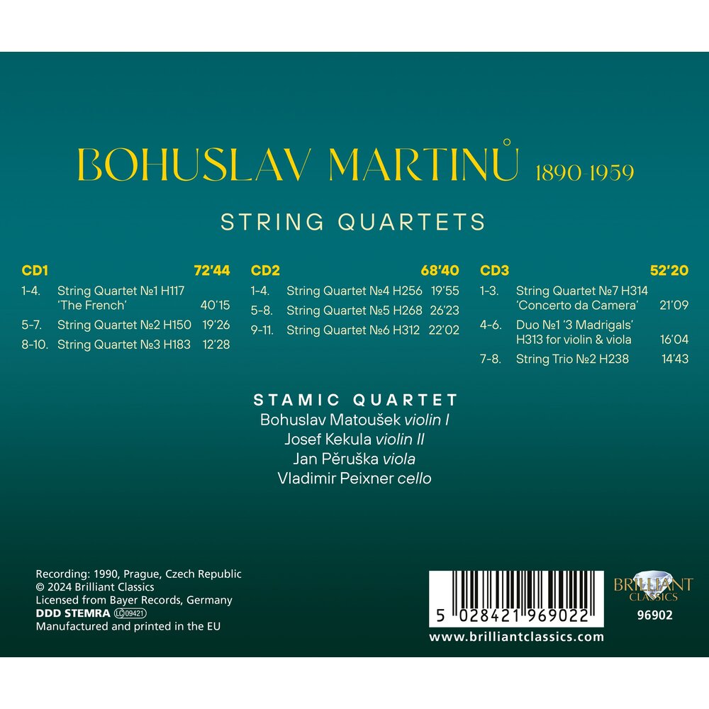 Brilliant Classics MARTINU: STRING QUARTETS