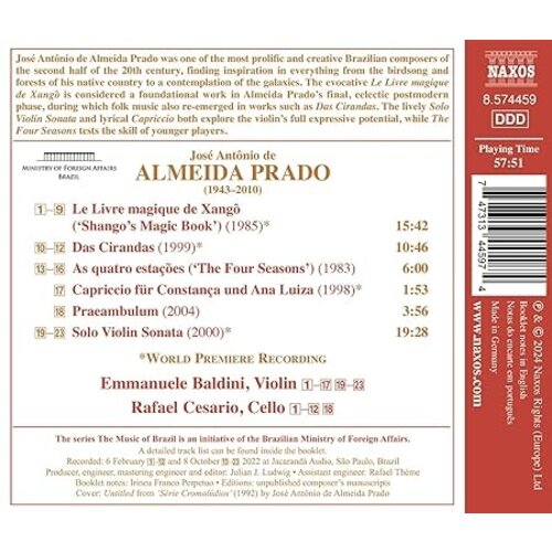 Naxos DE ALMEIDA PRADO: WORKS FOR VIOLIN AND CELLO