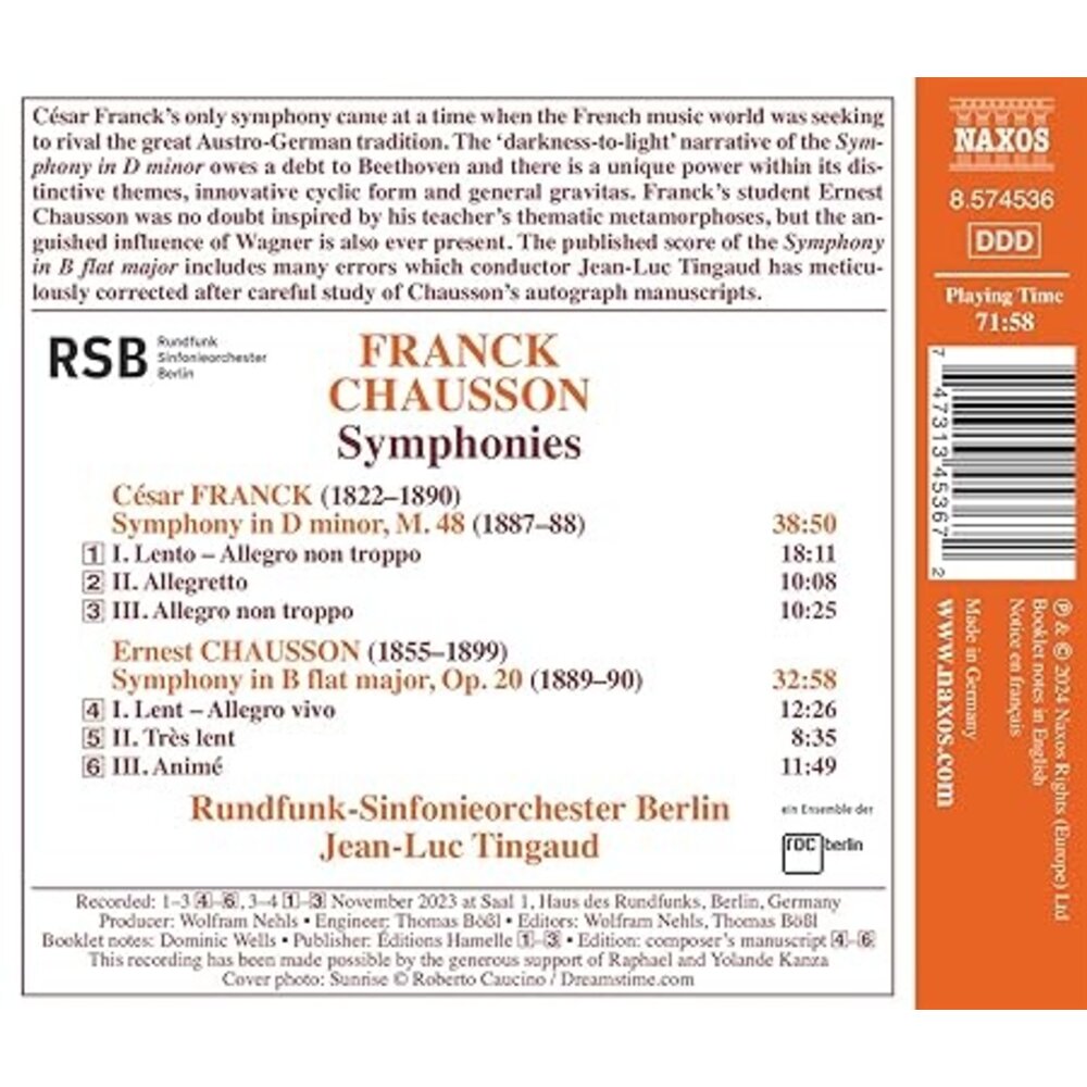 Naxos FRANCK: SYMPHONY IN D MINOR - CHAUSSON: SYMPHONY I