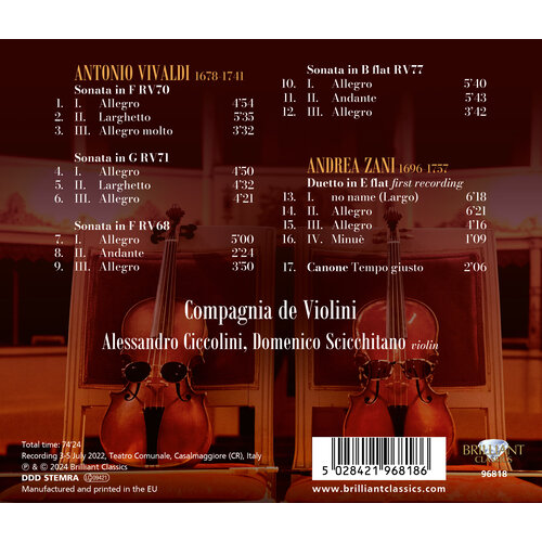 Brilliant Classics VIVALDI: SONATAS FOR 2 VIOLINS