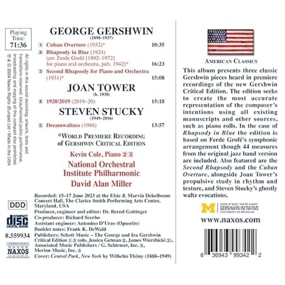 Naxos GERSHWIN: RHAPSODY IN BLUE - SECOND RHAPSODY FOR PIANO AND ORCHESTRA