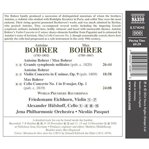 Naxos BOHRER: GRANDE SYMPHONIE MILITAIRE - VIOLIN CONCERTO - CELLO CONCERTO