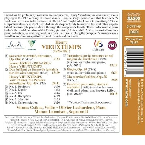 Naxos VIEUXTEMPS: VOIX INTIMES - RARITIES FOR VIOLIN AND PIANO