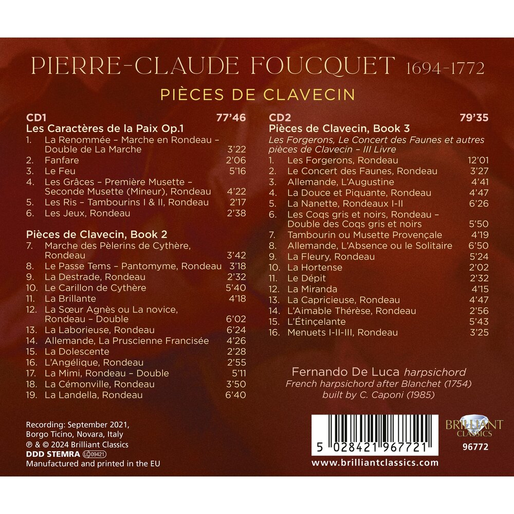 Brilliant Classics FOUCQUET: PIECES DE CLAVECIN (2CD)
