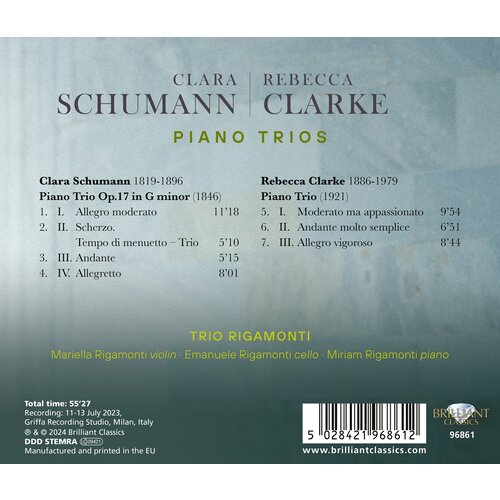 Brilliant Classics CLARA SCHUMANN & REBECCA CLARKE: PIANO TRIOS