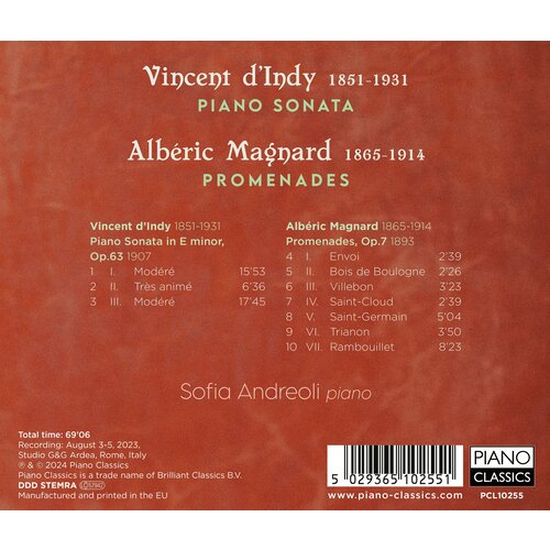 Piano Classics D'INDY: PIANO SONATA & MAGNARD: PROMENADES