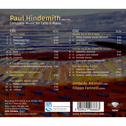Brilliant Classics HINDEMITH: COMPLETE MUSIC FOR CELLO AND PIANO (2CD)