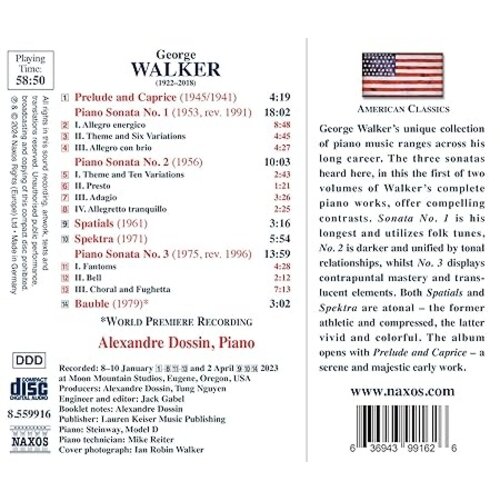Naxos WALKER: COMPLETE PIANO WORKS, VOL. 1