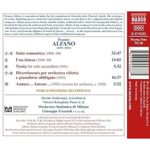 Naxos ALFANO: SUITE ROMANTICA, UNA DANZA