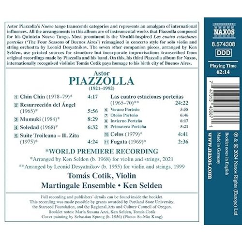 Naxos PIAZZOLLA: BUENOS AIRES , ARRANGEMENTS FOR VIOLIN AND STRING