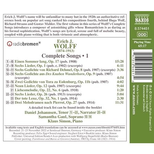 Naxos WOLLF: COMPLETE SONGS, VOL. 1
