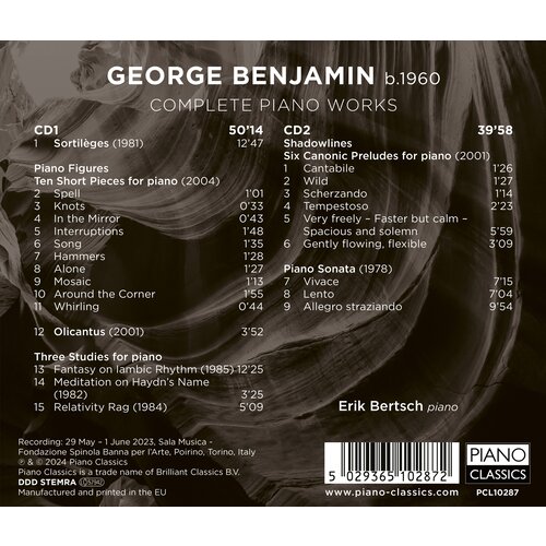 Piano Classics BENJAMIN: COMPLETE PIANO WORKS (2CD)