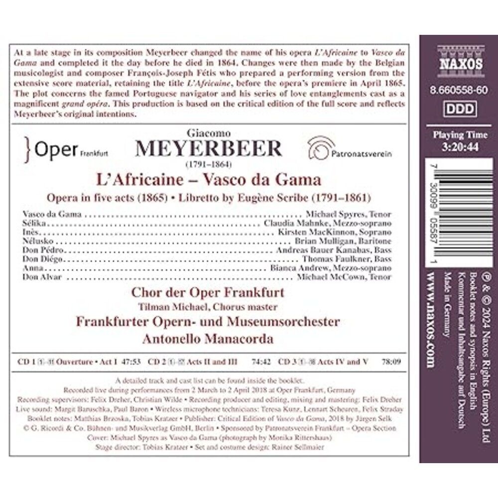 Naxos MEYERBEER: L'AFRICAINE ' VASCO DA GAMA' (3CD)