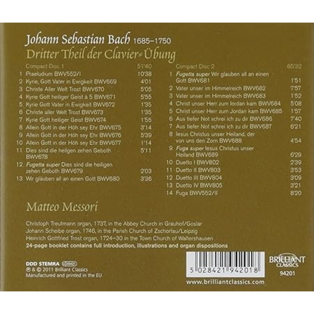 Brilliant Classics J.S. BACH: CLAVIER UBUNG (DRITTER TEIL)