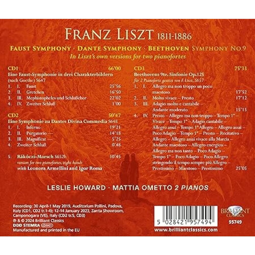Brilliant Classics LISZT: FAUST SYMPHONY, DANTE SYMPHONY, BEETHOVEN SYMPHONY NO.9 (3CD)