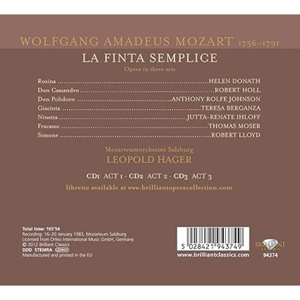 Brilliant Classics MOZART: LA FINTA SEMPLICE