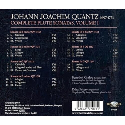 Brilliant Classics QUANTZ: COMPLETE FLUTE SONATAS, VOL.1