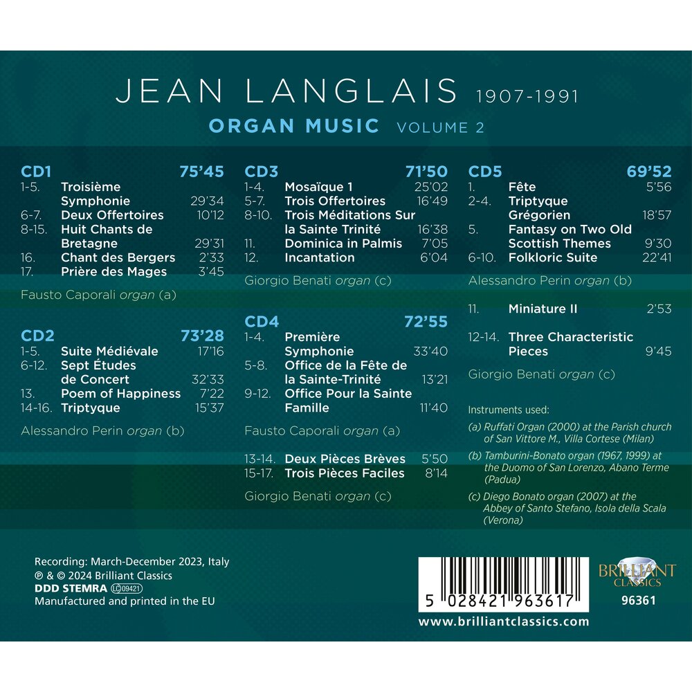 Brilliant Classics LANGLAIS: ORGAN MUSIC, VOLUME 2 (5CD)