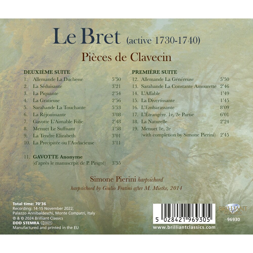 Brilliant Classics LE BRET: PIECES DE CLAVECIN