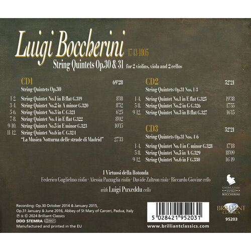 Brilliant Classics BOCCHERINI: STRING QUINTETS OP.30 & OP.31 (3CD)