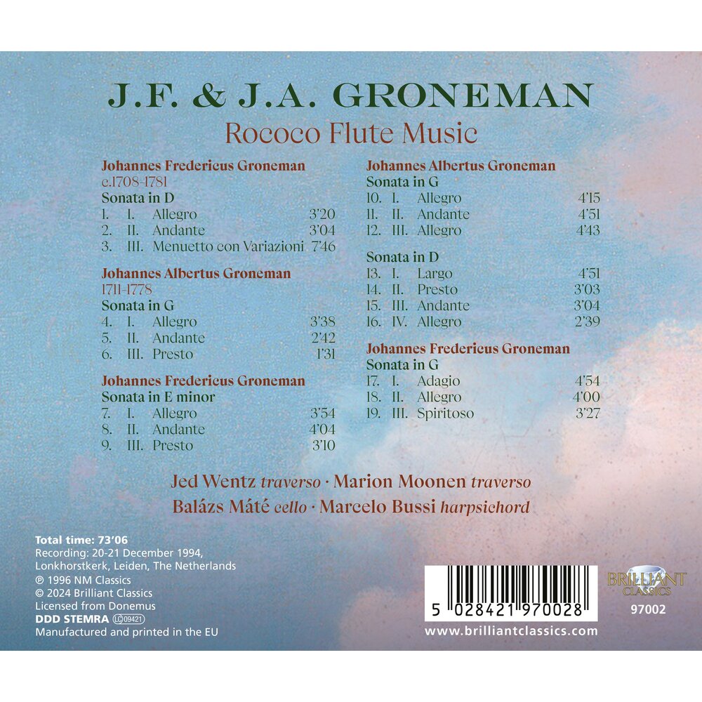 Brilliant Classics J.A. & J.F. GRONEMAN: ROCOCO FLUTE MUSIC
